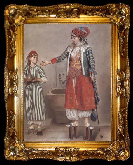framed  Jean-Etienne Liotard Dame franque vetue a la turque et sa servante (mk32), ta009-2